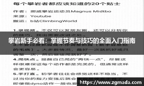 攀岩新手必看：掌握节奏与技巧的全面入门指南